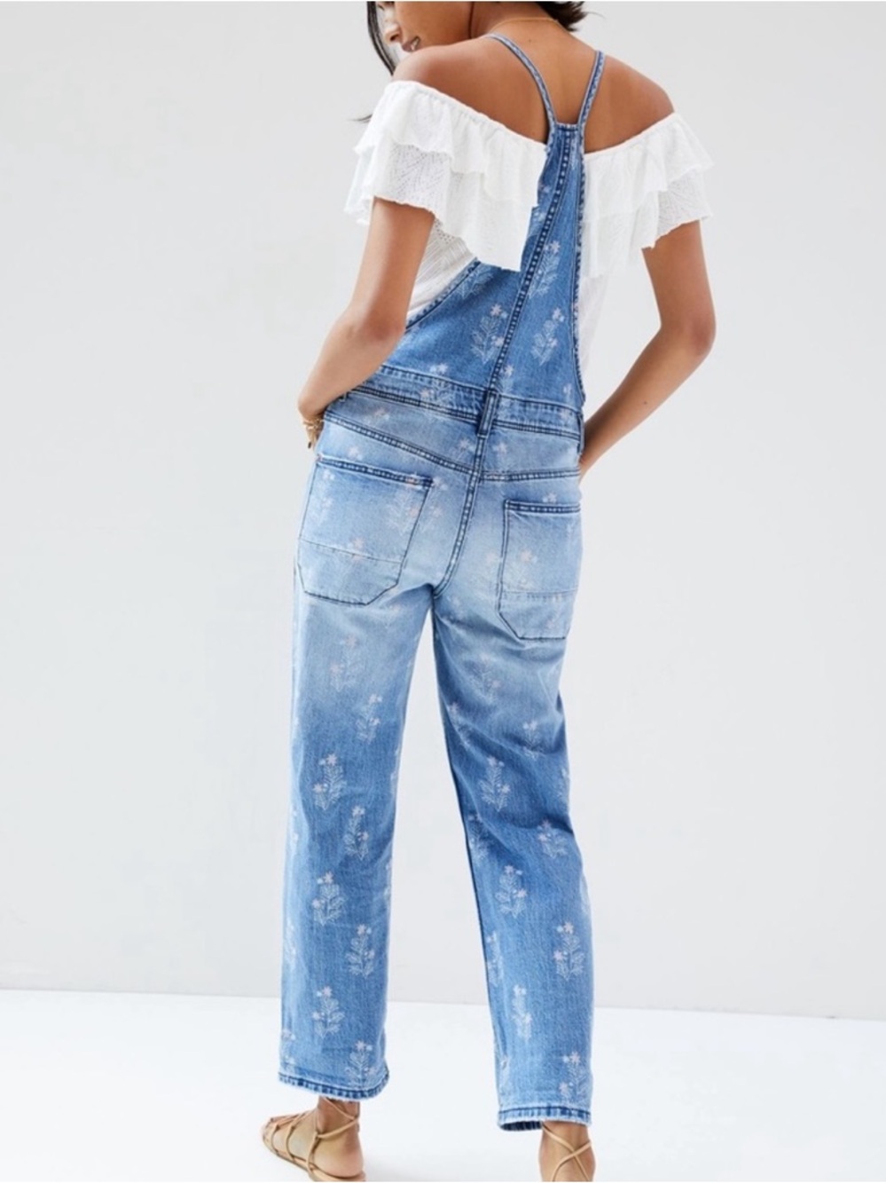 Pilcro Light Blue Distressed Denim Overalls Jumpsuit - Picture 2 of 16